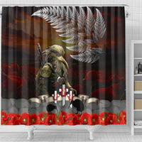 New Zealand ANZAC Day Shower Curtain The Ode of Remembrance and Silver Fern