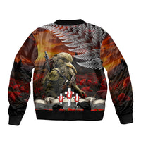 New Zealand ANZAC Day Sleeve Zip Bomber Jacket The Ode of Remembrance and Silver Fern LT03 - Polynesian Pride