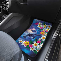 Hawaiian Lei Day Plumeria Humpback Whales Car Mats Polynesian Art Vibrant Starry Nebula Style