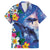 Hawaiian Lei Day Plumeria Humpback Whales Family Matching Long Sleeve Bodycon Dress and Hawaiian Shirt Polynesian Art Vibrant Starry Nebula Style