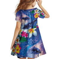 Hawaiian Lei Day Plumeria Humpback Whales Family Matching Puletasi and Hawaiian Shirt Polynesian Art Vibrant Starry Nebula Style LT03 - Polynesian Pride