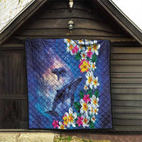 Hawaiian Lei Day Plumeria Humpback Whales Quilt Polynesian Art Vibrant Starry Nebula Style