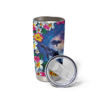 Hawaiian Lei Day Plumeria Humpback Whales Tumbler Cup Polynesian Art Vibrant Starry Nebula Style