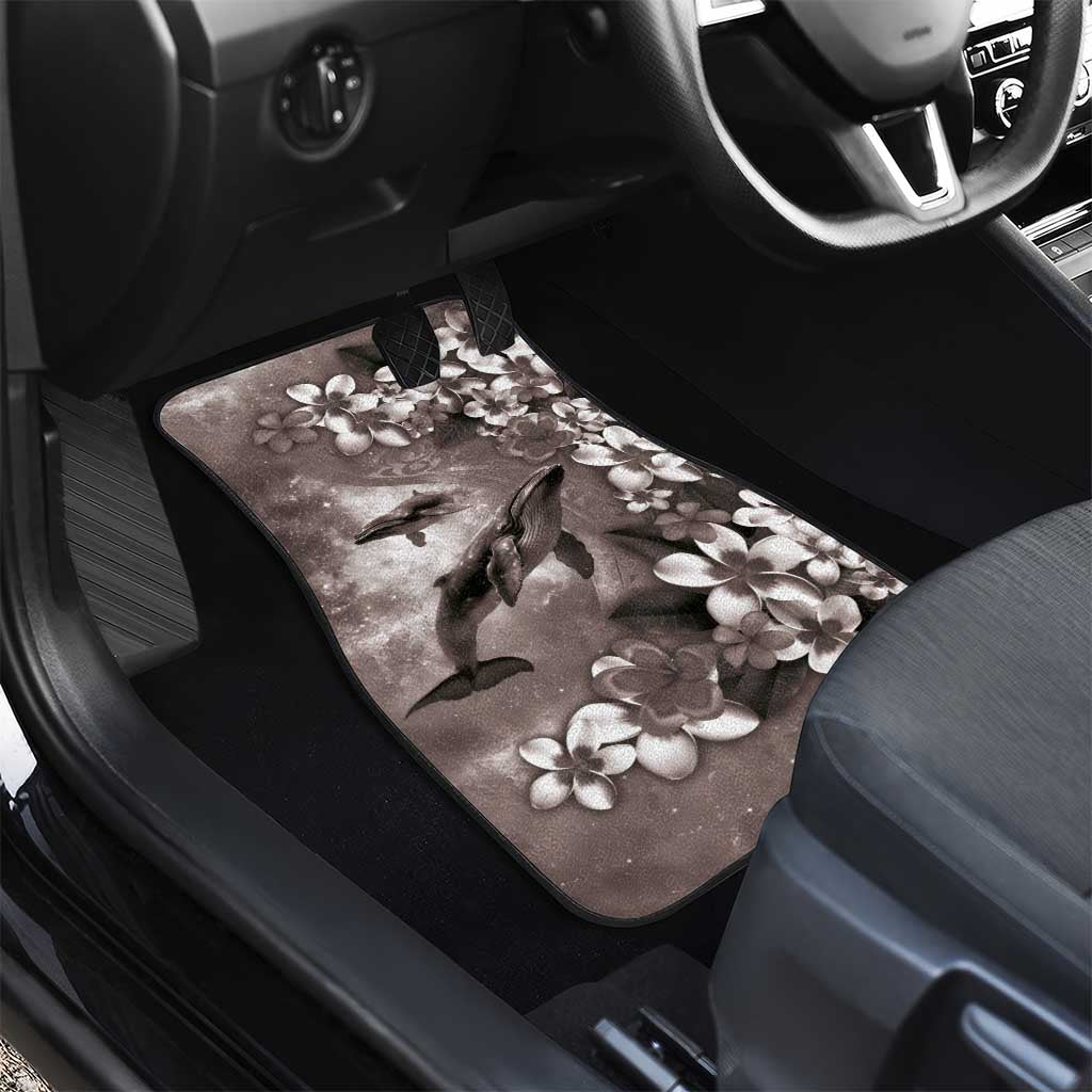 Hawaiian Lei Day Plumeria Humpback Whales Car Mats Polynesian Art Vibrant Starry Nebula Grayscale Style