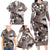 Hawaiian Lei Day Plumeria Humpback Whales Family Matching Long Sleeve Bodycon Dress and Hawaiian Shirt Polynesian Art Vibrant Starry Nebula Grayscale Style
