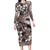 Hawaiian Lei Day Plumeria Humpback Whales Family Matching Long Sleeve Bodycon Dress and Hawaiian Shirt Polynesian Art Vibrant Starry Nebula Grayscale Style