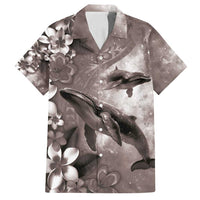 Hawaiian Lei Day Plumeria Humpback Whales Family Matching Tank Maxi Dress and Hawaiian Shirt Polynesian Art Vibrant Starry Nebula Grayscale Style