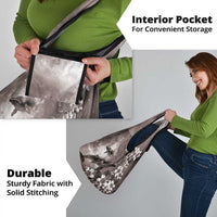 Hawaiian Lei Day Plumeria Humpback Whales Grocery Bag Polynesian Art Vibrant Starry Nebula Grayscale Style