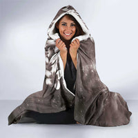 Hawaiian Lei Day Plumeria Humpback Whales Hooded Blanket Polynesian Art Vibrant Starry Nebula Grayscale Style