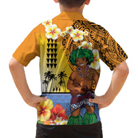 Happy Lei Day Family Matching Long Sleeve Bodycon Dress and Hawaiian Shirt Hula Male Dancer Polynesian Flower Kakau Pattern LT03 - Polynesian Pride