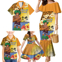 Happy Lei Day Family Matching Mermaid Dress and Hawaiian Shirt Hula Male Dancer Polynesian Flower Kakau Pattern LT03 - Polynesian Pride