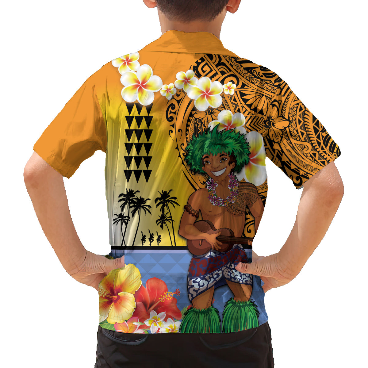 Happy Lei Day Family Matching Off Shoulder Maxi Dress and Hawaiian Shirt Hula Male Dancer Polynesian Flower Kakau Pattern LT03 - Polynesian Pride