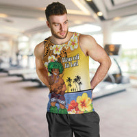 Happy Lei Day Men Tank Top Hula Male Dancer Polynesian Flower Kakau Pattern