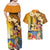 Happy Lei Day Couples Matching Off Shoulder Maxi Dress and Hawaiian Shirt Hula Girl Polynesian Flower Kakau Pattern