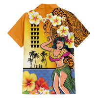 Happy Lei Day Family Matching Long Sleeve Bodycon Dress and Hawaiian Shirt Hula Girl Polynesian Flower Kakau Pattern LT03 - Polynesian Pride
