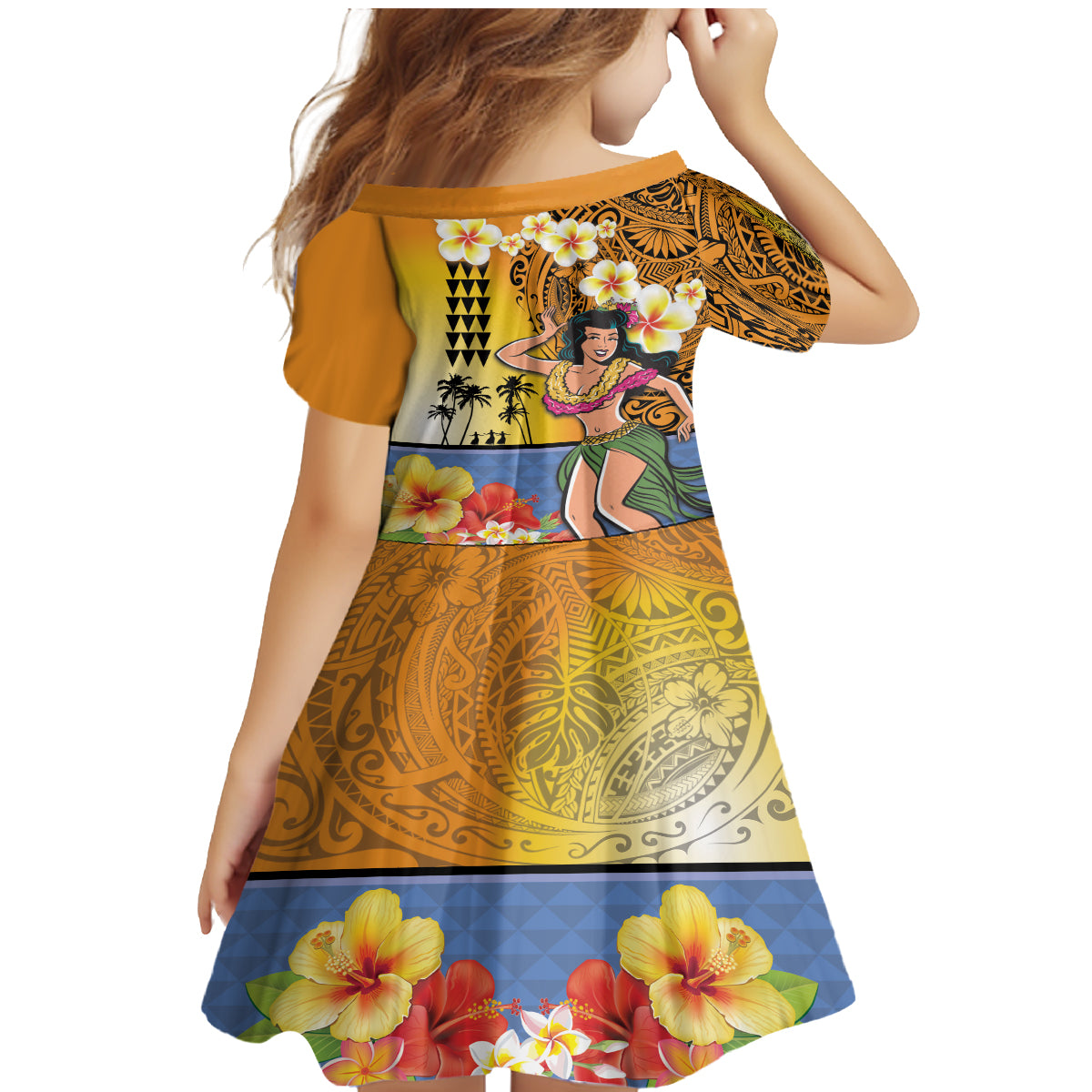 Happy Lei Day Family Matching Mermaid Dress and Hawaiian Shirt Hula Girl Polynesian Flower Kakau Pattern LT03 - Polynesian Pride