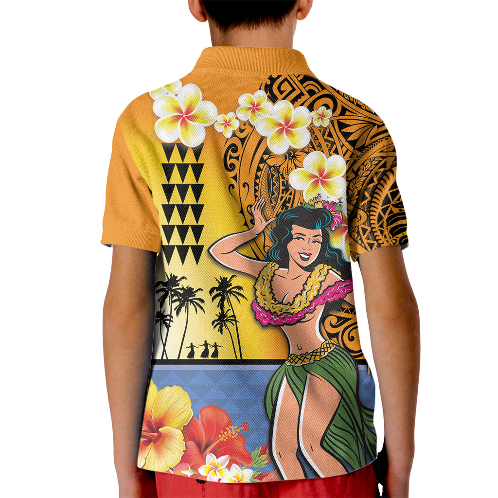 Happy Lei Day Kid Polo Shirt Hula Girl Polynesian Flower Kakau Pattern