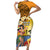 Happy Lei Day Short Sleeve Bodycon Dress Hula Girl Polynesian Flower Kakau Pattern