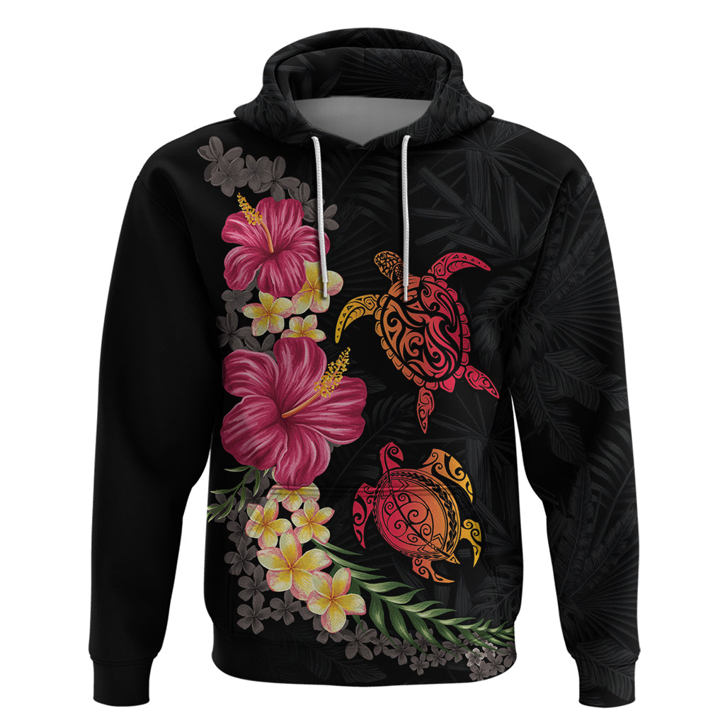 Hawaiian Flower and Tribal Turtle Hoodie Colorful Style