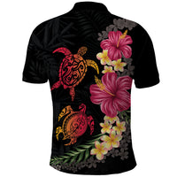 Hawaiian Flower and Tribal Turtle Polo Shirt Colorful Style