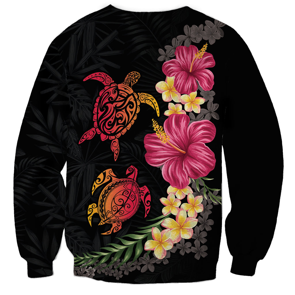 Hawaiian Flower and Tribal Turtle Sweatshirt Colorful Style