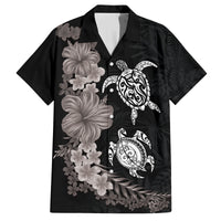 Hawaiian Flower and Tribal Turtle Family Matching Summer Maxi Dress and Hawaiian Shirt Grayscale Mode