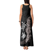 Hawaiian Flower and Tribal Turtle Tank Maxi Dress Grayscale Mode