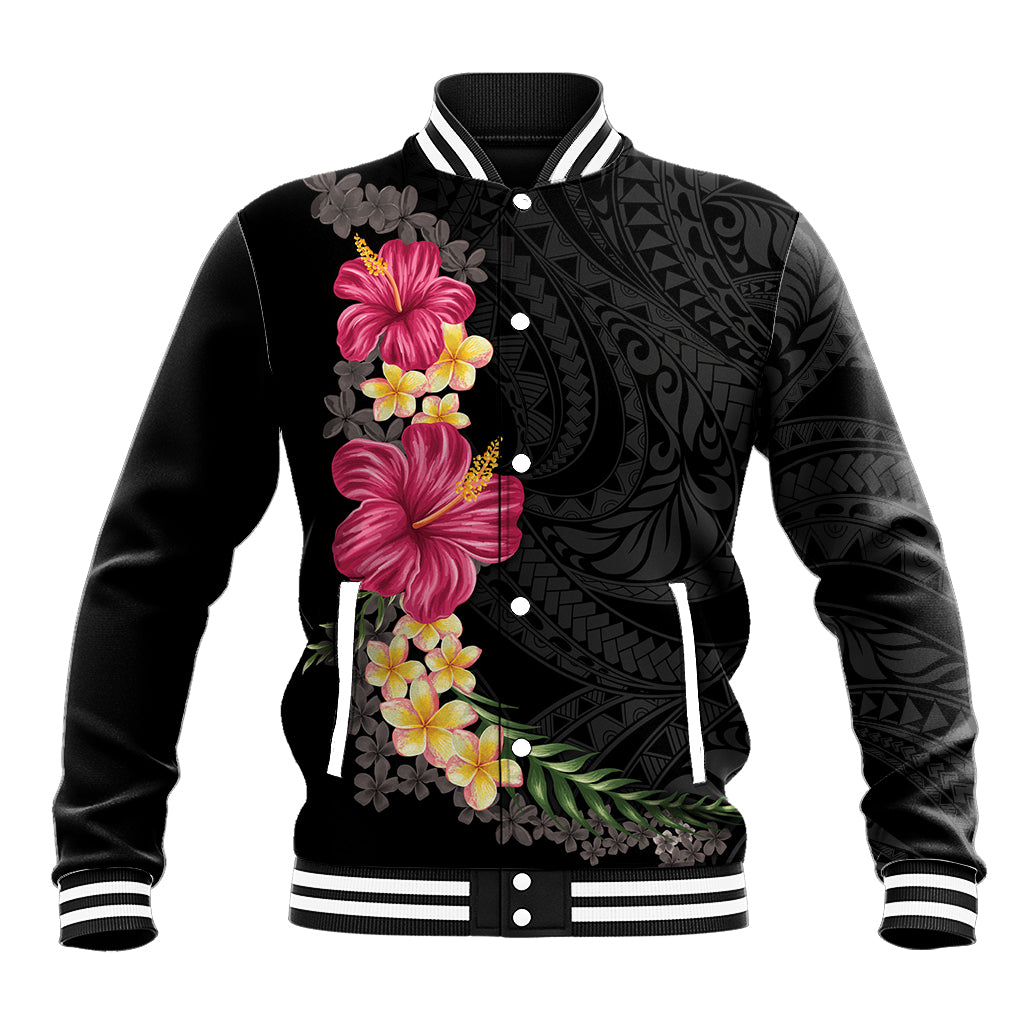 Hawaiian Plumeria and Hibiscus Baseball Jacket Colorful Style