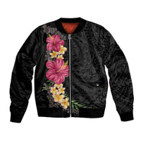 Hawaiian Plumeria and Hibiscus Bomber Jacket Colorful Style