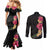 Hawaiian Plumeria and Hibiscus Couples Matching Mermaid Dress and Long Sleeve Button Shirt Colorful Style