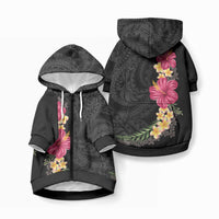 Hawaiian Plumeria and Hibiscus Pet Hoodie LT03 Zip-up Black - Polynesian Pride