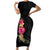 Hawaiian Plumeria and Hibiscus Short Sleeve Bodycon Dress Colorful Style