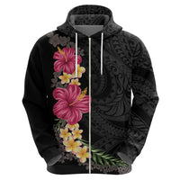 Hawaiian Plumeria and Hibiscus Zip Hoodie Colorful Style