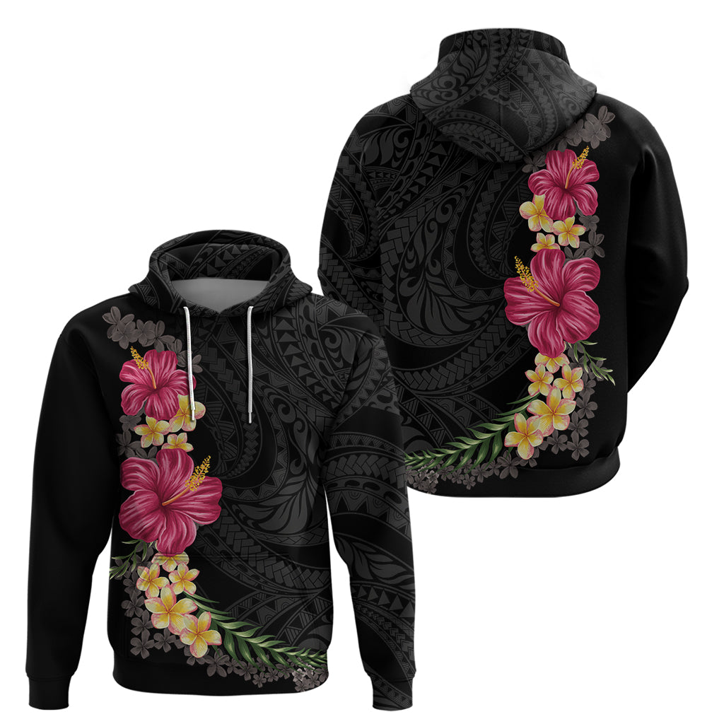 Hawaiian Plumeria and Hibiscus Zip Hoodie Colorful Style