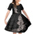 Hawaiian Plumeria and Hibiscus Family Matching Off Shoulder Short Dress and Hawaiian Shirt Grayscale Mode