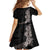 Hawaiian Plumeria and Hibiscus Family Matching Off Shoulder Short Dress and Hawaiian Shirt Grayscale Mode