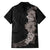 Hawaiian Plumeria and Hibiscus Family Matching Off Shoulder Short Dress and Hawaiian Shirt Grayscale Mode