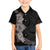 Hawaiian Plumeria and Hibiscus Family Matching Off Shoulder Short Dress and Hawaiian Shirt Grayscale Mode