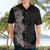 Hawaiian Plumeria and Hibiscus Hawaiian Shirt Grayscale Mode