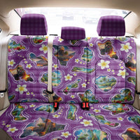 Hawaiian Island Shapes-Iconic Landscape Back Car Seat Cover with Plumeria and Palaka Purple Color LT03 - Polynesian Pride