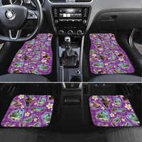 Hawaiian Island Shapes-Iconic Landscape Car Mats with Plumeria and Palaka Purple Color