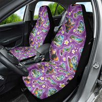 Hawaiian Island Shapes-Iconic Landscape Car Seat Cover with Plumeria and Palaka Purple Color LT03 - Polynesian Pride