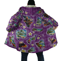 Hawaiian Island Shapes-Iconic Landscape Cloak with Plumeria and Palaka Purple Color