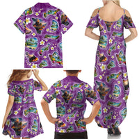 Hawaiian Island Shapes-Iconic Landscape Family Matching Summer Maxi Dress and Hawaiian Shirt with Plumeria and Palaka Purple Color LT03 - Polynesian Pride