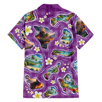Hawaiian Island Shapes-Iconic Landscape Family Matching Summer Maxi Dress and Hawaiian Shirt with Plumeria and Palaka Purple Color LT03 - Polynesian Pride