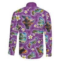 Hawaiian Island Shapes-Iconic Landscape Family Matching Summer Maxi Dress and Hawaiian Shirt with Plumeria and Palaka Purple Color LT03 - Polynesian Pride