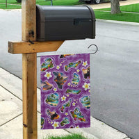 Hawaiian Island Shapes-Iconic Landscape Garden Flag with Plumeria and Palaka Purple Color LT03 - Polynesian Pride