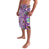 Hawaiian Island Shapes-Iconic Landscape Lavalava with Plumeria and Palaka Purple Color