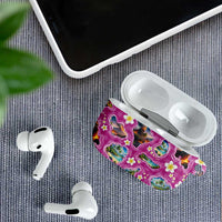 Hawaiian Island Shapes-Iconic Landscape AirPods Case with Plumeria and Palaka Pink Color