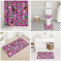 Hawaiian Island Shapes-Iconic Landscape Bathroom Set with Plumeria and Palaka Pink Color